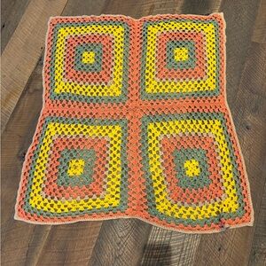 Handmade Crochet Granny Square Blanket 42x42 Cottagecore Retro